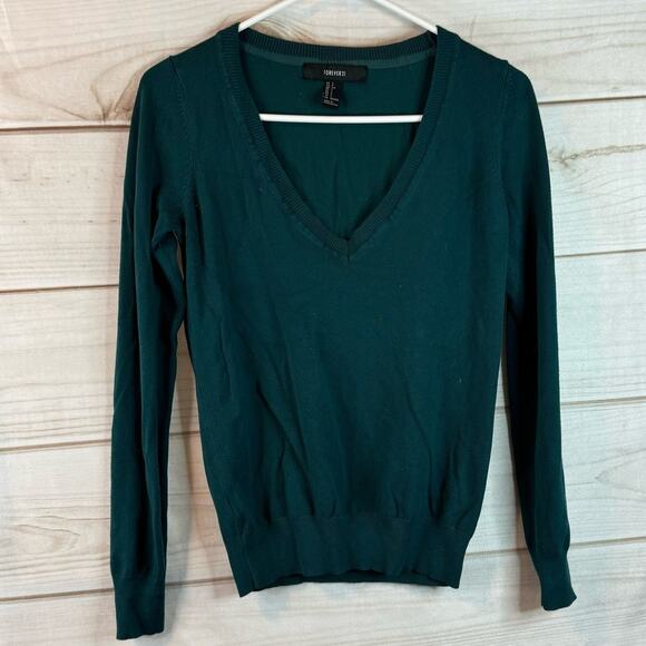 Forever 21 Blue V-Neck Pullover Sweater Size Small - Picture 1 of 7